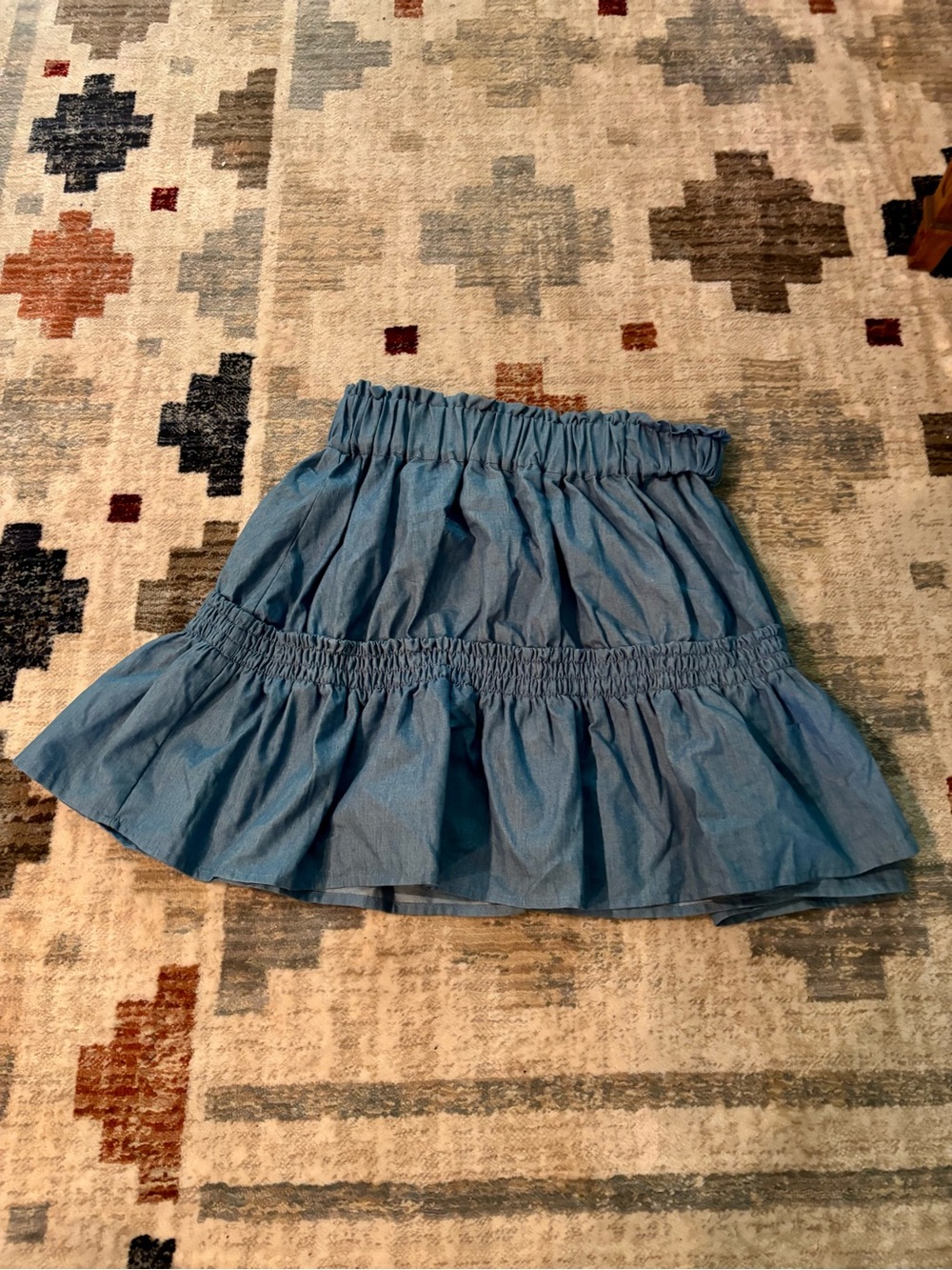 Main Strip Light Blue Tiered Mini Skirt